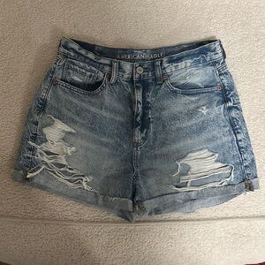 American Eagle Outfitters Boyfriend  Distressed Blue Jean Shorts